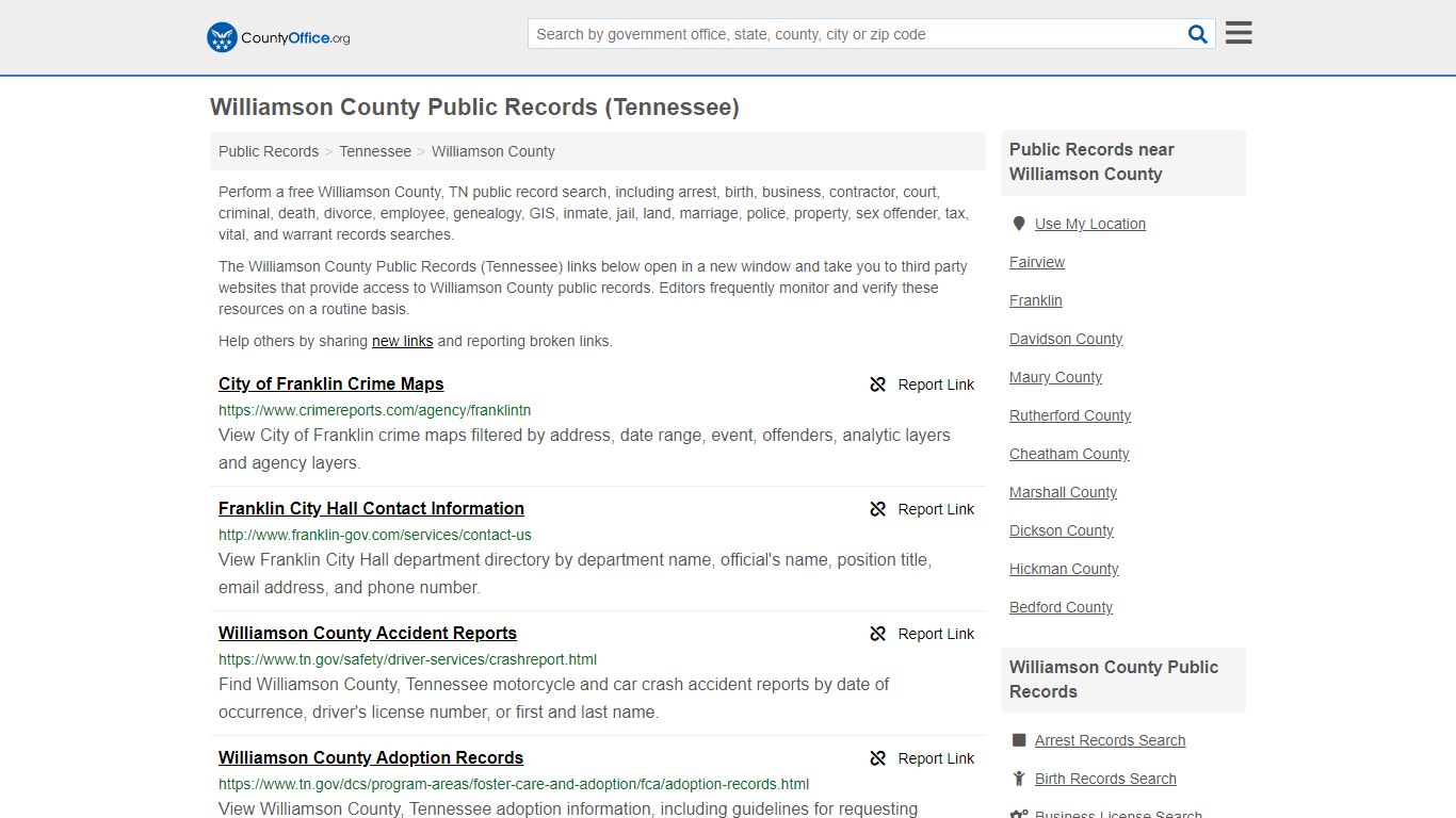 Public Records - Williamson County, TN (Business, Criminal ...